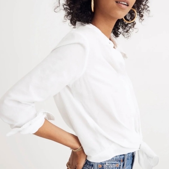 Madewell Button Down with Front Tie in White - Picture 2 of 2